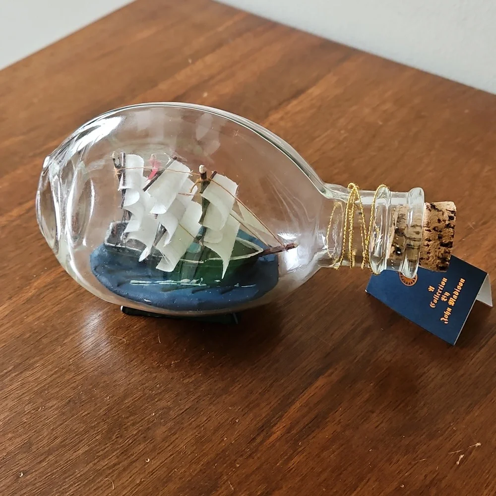 Vintage John Madison Three Mast Ship In A Bottle - Picture 2 of 12